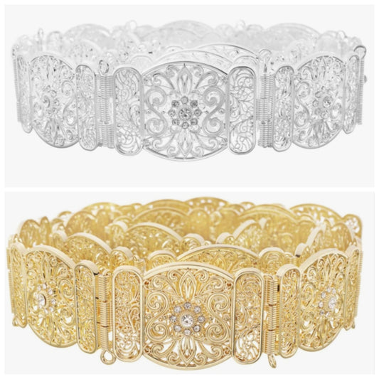 Moroccan Wedding Belt Material: Zinc Alloy, 3A+ Milk Rhinestone And Diamonds, Will Not Easy To Fade, Rust, Discolor, Corrode, Maintain Gloss. Specially Built For Wedding Accessories.
3. Ddjustable Belt: Ddjustable Length, you can precisely adjust your bel