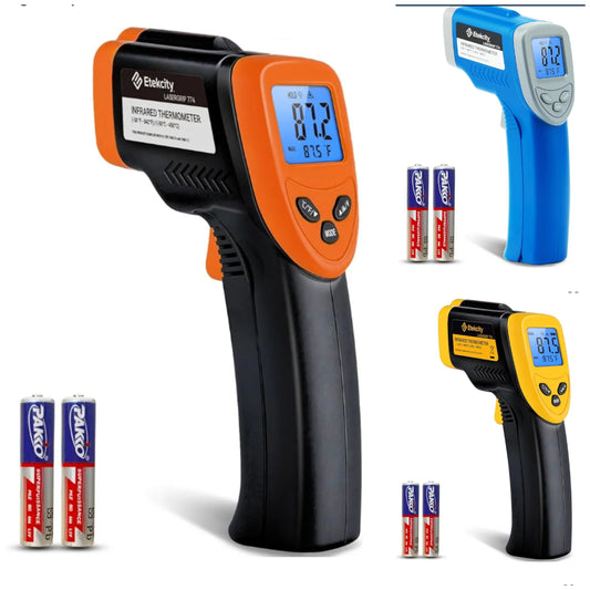 Infrared Thermometer Laser Temperature Gun 774, Meat Food Candy Oven Thermometer for Griddle Accessories, Heat Gun for Cooking Refrigerator Tools, Yellow, -58°F to 842°F