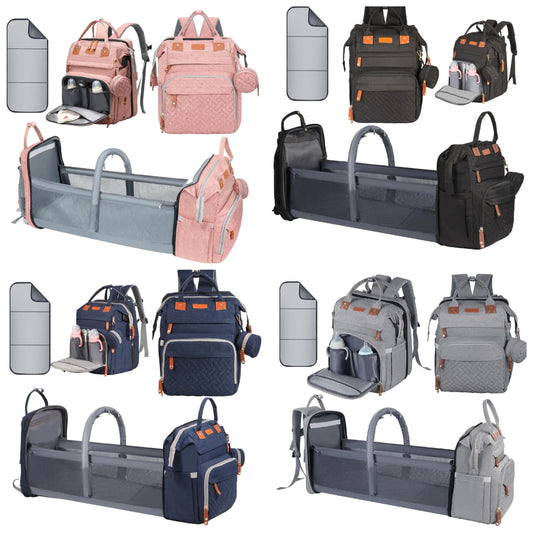Baby Diaper Bag, Backpack with Changing Table, Unisex Baby Bag, with Diaper Pad, USB Charging Port, Insulated Pacifier Case, Multifunctional Waterproof Travel Diaper Bag, Gift for Newborn Baby