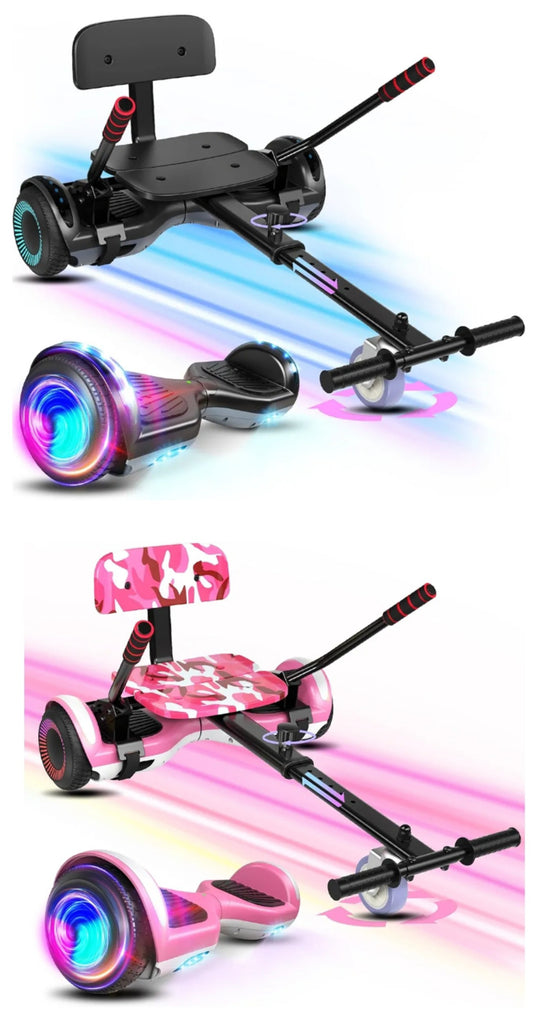 Scooter with Seat Attachment, Scooter Go Kart Combo with Corlorful LED Lights, Adjustable Frame Length, for Kids