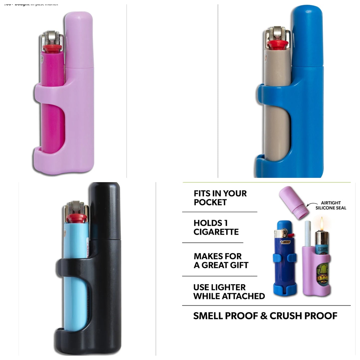 Smell Proof, Crush Proof, Cigarette Tube, Portable, Lighter Case Which Attaches to Your Bic or Clipper Lighter!