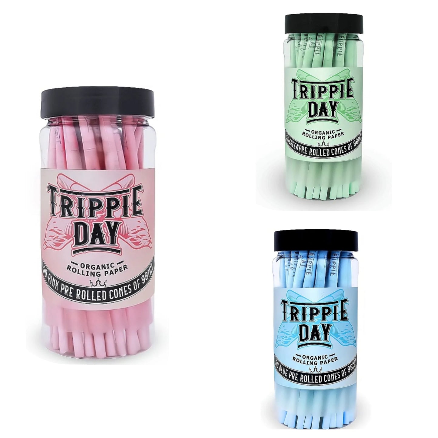 Blue Pre rolled cones | 50 Pack | Vegan & Non GMO | No chemical colors used | Slow burning 98mm Special cones ( 98mm)