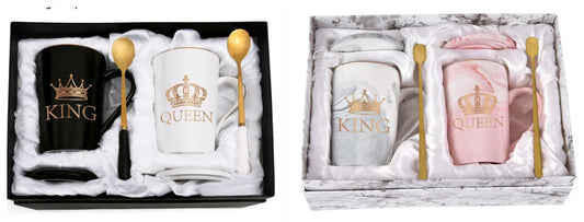 King and Queen Coffee Mugs, His and Hers Coffee Mugs Set, King and Queen Mugs for Couples, Engagement Wedding Newlywed His and Hers Gifts for Couples, Husband and Wife Cups, 14Oz
