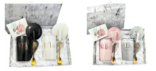Wedding Gifts for Couples - Anniversary Engagement Gifts for Men Women Newlyweds Him Her - Mr and Mrs Gifts Mugs Set 14oz - Gifts for Newly Engaged Couples - Bridal Shower Gifts for Bride (Type 2)
