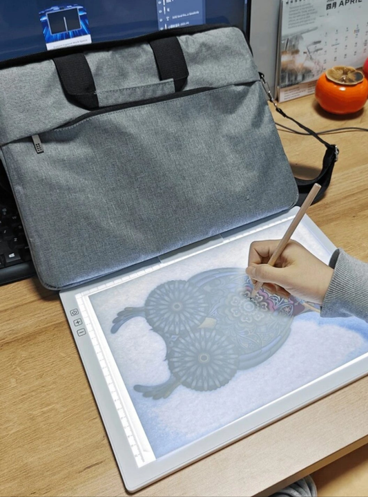 A4 Rechargeable Light Up Tracing Pad with Padded Carrying Case, Paper Clip, Foldable Riser Stands, 6 Levels of Brightness, USB-C Charging Cable, Wireless Light Board for Diamond Painting Tracing and Drawing