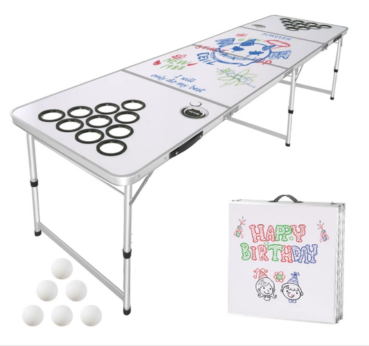 Beer Pong Tailgate Table Party Drinking Game Cup Holes Pong Balls