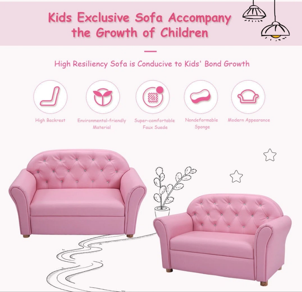 Kids 11.5'' Wood Club Chair Sofa / Sectional and Ottoman