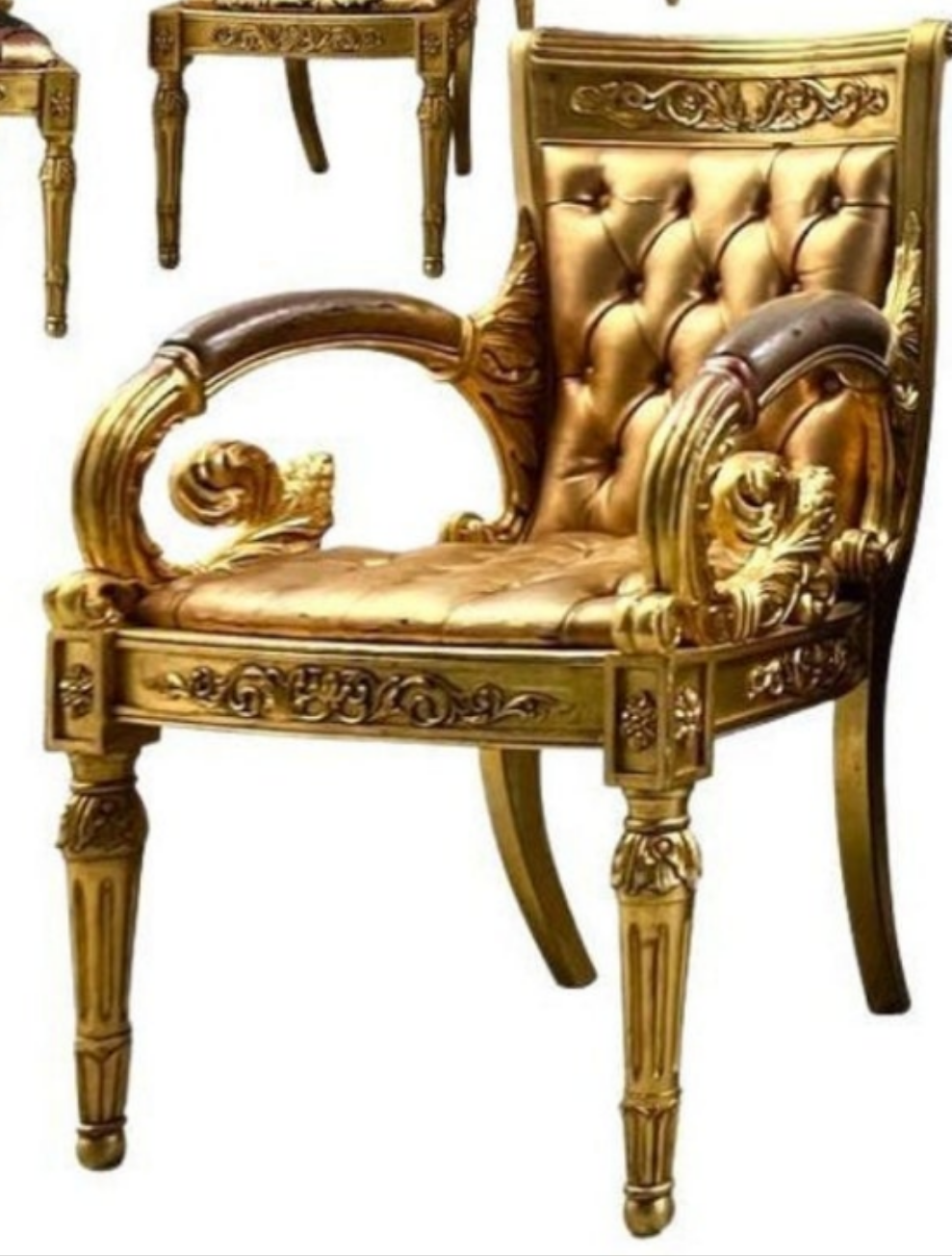 Versace Original Vanitas Gilt Dining Chair Set of 6, Gianni Versace, 1994