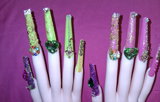 COCOMONEY NAILS CUSTOM 1 OF 1 GLUE ON PRESS ON COMES WITH FREE GIFTS #o37