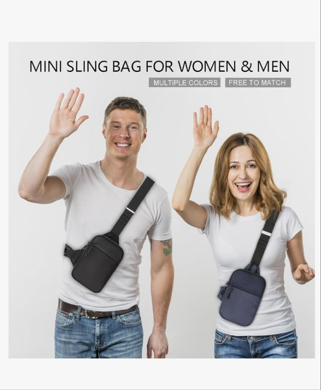 Mini Sling Bag for Women and Men, Small Crossbody Bag Casual Trendy Waterproof Phone Chest Bag for Travel