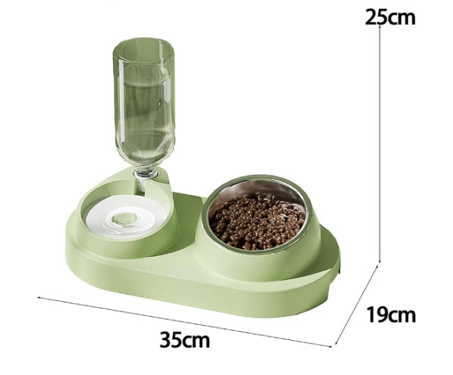 Pet Feeder Water Refill Pet Bowl Pet Feeder 2-in-1 Automatic Water Dispenser with Removable Stainless Steel Bowls Pet Supplies
