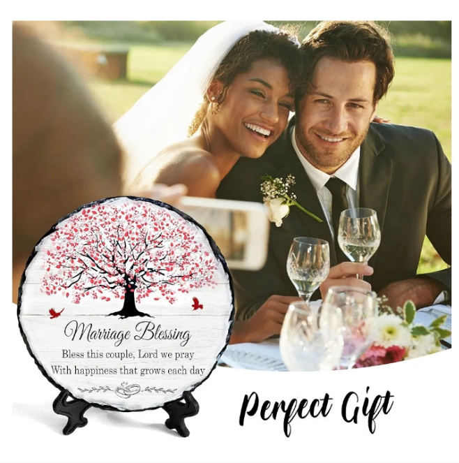 Marriage Blessing Engraved Slate - Marriage Gifts for Couple - Anniversary Unique Gift Ideas - Religious Wedding Gift Slate