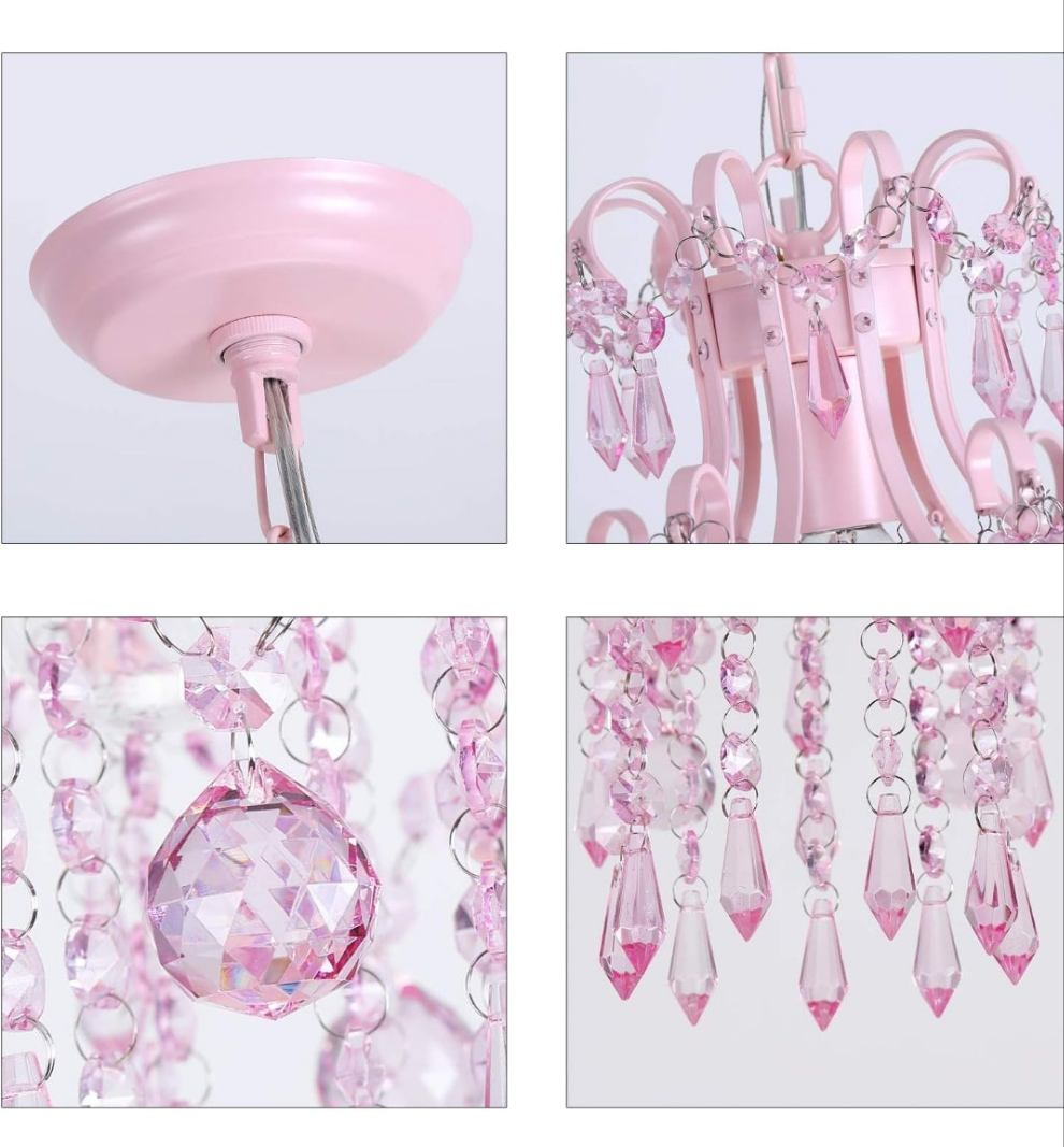 Crystal Chandelier, Modern Pink Chandelier,Small Hanging Light Fixture For Dressing Room Bathroom Clothing Store Salon Bedroom Dining Room Kitchen