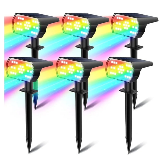Solar Spot Lights Outdoor Waterproof, 3 Lighting Modes Solar Landscape Lights for Outside, 56LED Solar Powered Lights Dusk to Dawn Pack of 6