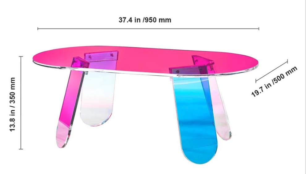 Acrylic Coffee Table with gloss finish multicolored