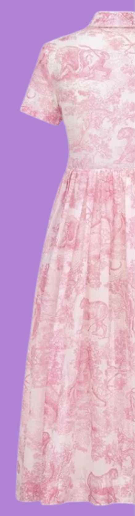 Dior Dioriviera Mid-Length Shirtdress
White Cotton Muslin with Cherry Blossom Pink Toile de Jouy Sauvage Motif