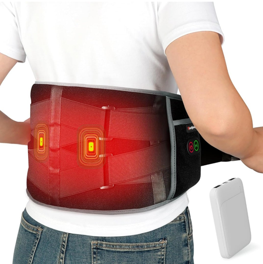 Cordless Heating Pad with Massager for Back Pain Relief, Portable Lower Back Massager FSA HSA Eligible Wearable, Father's Day Gifts, Birthday Gifts for Dad Mom Men Women, 3 Heat Auto-Off 58"