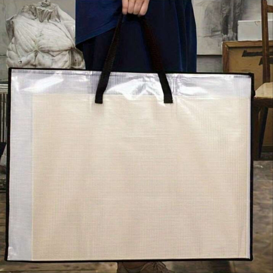 1pc Large Art Portfolio Bag, Poster Diamond Painting Storage Bag, With Zipper Handle, Portable Oil Painting Storage Bag, Mesh Transparent Folder Storage Bag, Used For Bulletin Board Art Charts And Teaching Materials, School Office Supplies Art Craft Suppl