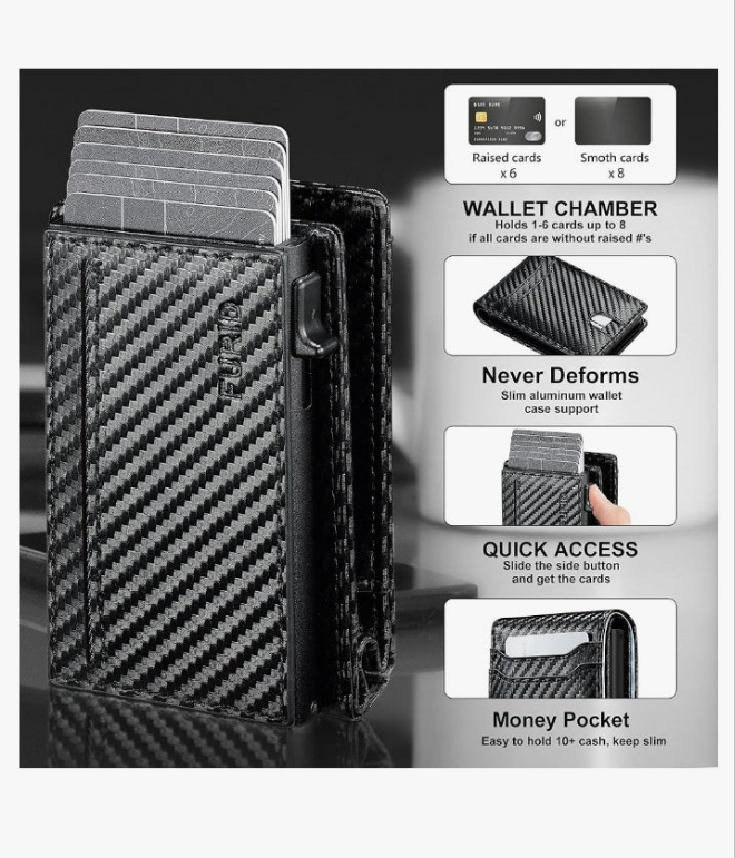 Card Wallet For Men Slim: Smart Wallet - Rfid Minimalist Front Pocket with ID Window Pop Up Wallet Gift For Male
