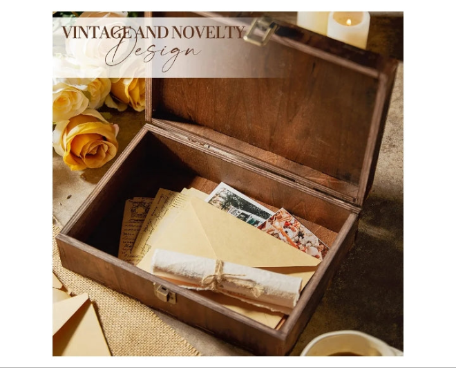 Keepsake Box With Lid - Wood Wedding Memory Gift Box - Bridal Shower Gifts Wedding Gifts Engagement Anniversary Valentines Day Gifts Ideas for Couples