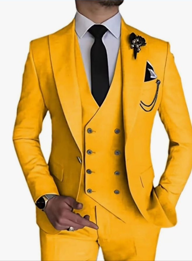 3 Piece Suit Slim Fit Classic One Button Suit for Men Groomsmen Business Prom Double Breasted Vest Blazer Tuxedo