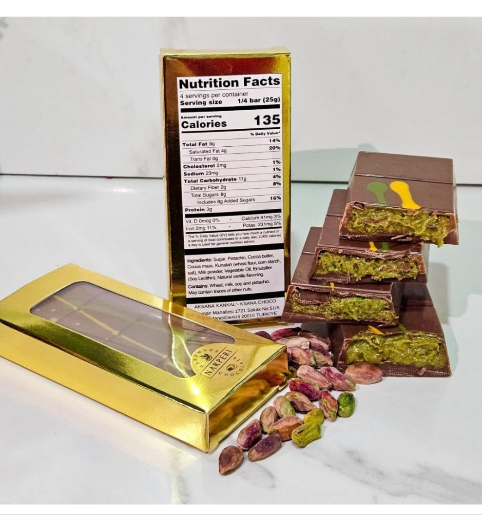 Dubai Chocolate Bar Pistachio I Viral Knafeh Chocolate Bar with Pistachio Cream and Kataifi, 3.5 oz Handmade Luxury