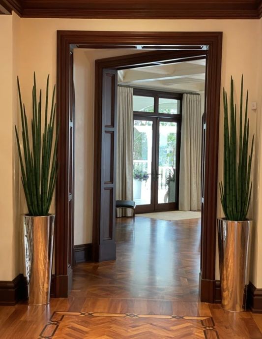 88'' Faux Snake Plant (Sansevieria) Plant in Metal Planter