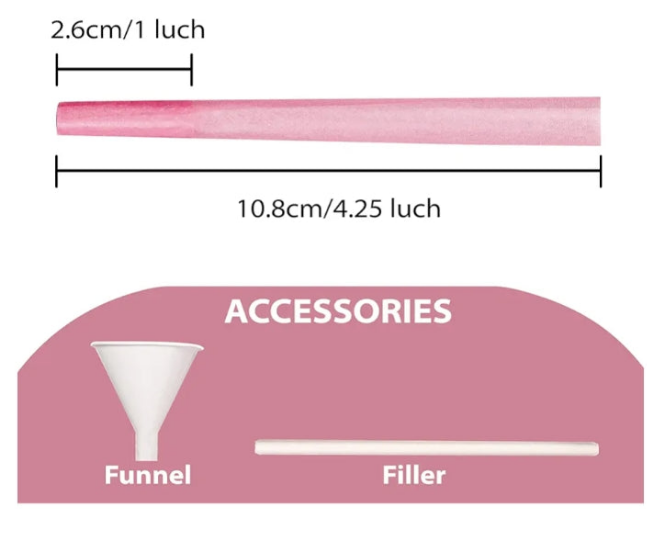 MaterialNatural Fibers
Material FeatureNatural
Sheet Count100
Sheet Size108mm or 4.2 inches
Product Dimensions4.2"L x 4.2"W
Include:100 PCS pre Rolled Cones with Loader and Packing Sticks
Material：It uses finest natural fibers to make colorful pre roll co
