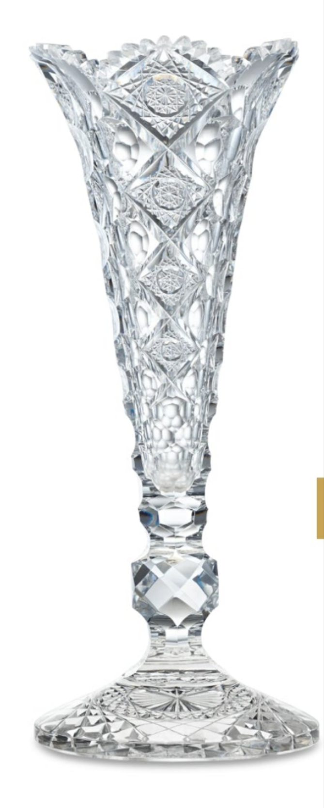 Beautiful Pair of Queens Pattern Trumpet Vases by Hawkes