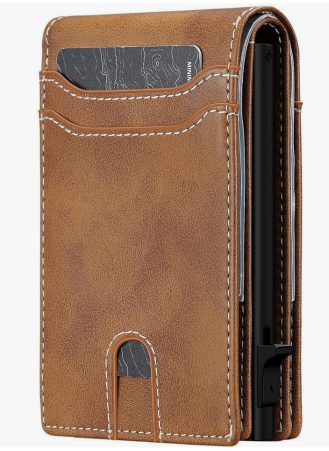Card Wallet For Men Slim: Smart Wallet - Rfid Minimalist Front Pocket with ID Window Pop Up Wallet Gift For Male