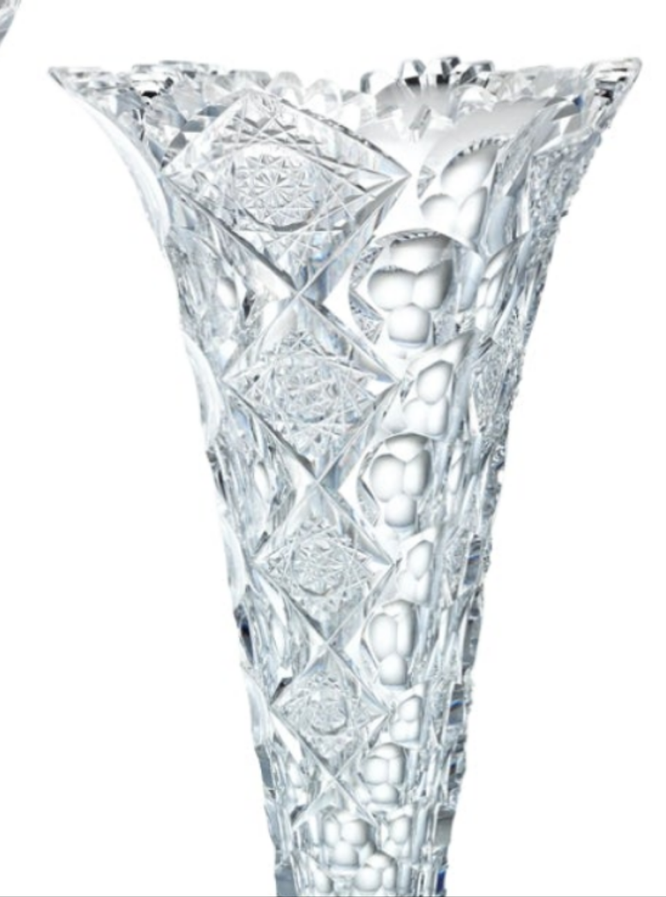 Beautiful Pair of Queens Pattern Trumpet Vases by Hawkes