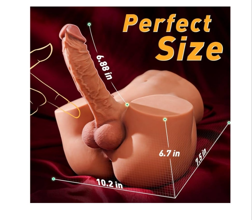 10.8LB Male Sex Doll with Flexible Dildo, Realistic Sex Dolls 6.8in Huge Cock for Female Masturbation, Tight Anal Butt for Gay Sex Toys, Unisex Masturbator Sex Doll for Women Men Couple Sex Toy