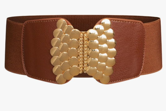 Women's Faux Leather Elastic Wide Belts Vintage Stretch Waistband for Dress Cinch Waistband for Women