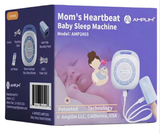 Mom's Heartbeat Baby Sleep Soother Sound Machine – Portable Rechargeable with 19 Soothing Sounds, Heartbeat Playback, Crib & Stroller Strap – Ideal for Newborns, Infants & Baby Shower Registry