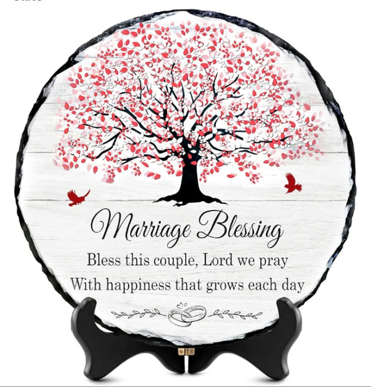 Marriage Blessing Engraved Slate - Marriage Gifts for Couple - Anniversary Unique Gift Ideas - Religious Wedding Gift Slate