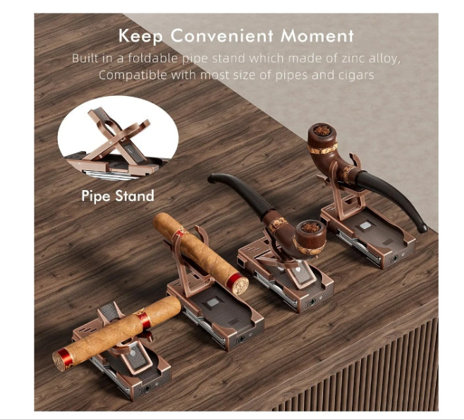 Multifunctional Pipe Lighter, Built-in Pipe Stand, 3 in 1 Cleaner Tools, Refillable Butane Lighter with Angled Soft Flame, Handy Gas Lighter for Pipe Gift