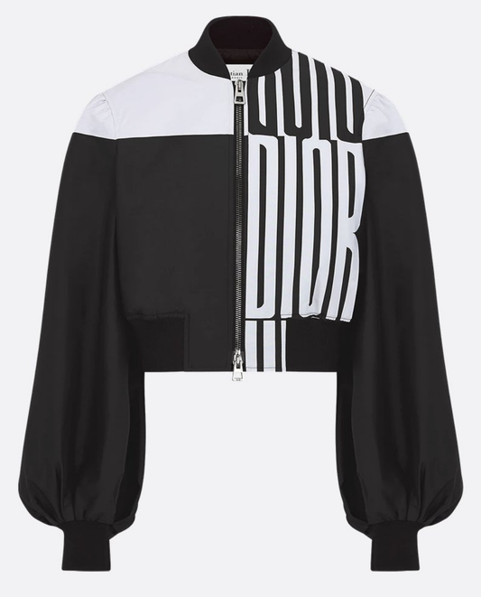 Dior Cropped Bomber Jacket with Bishop Sleeves