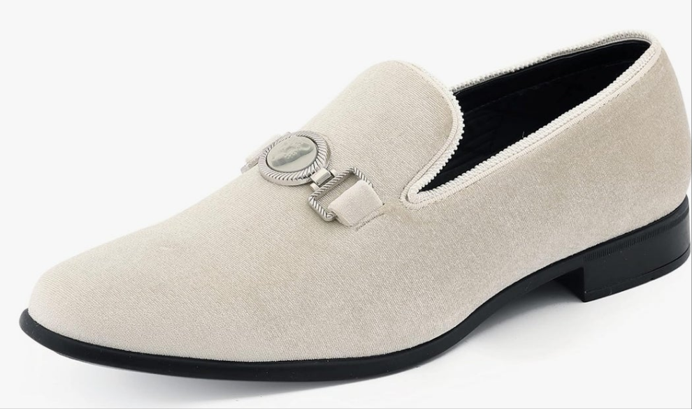 Sparkling Smoking Slipper with Metal Tip - Men's Dress Shoes - Party Loafers for Men - Metallic Loafers for Men - Mens Disco Shoes - Designer Shoes