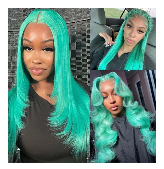 Lace Front Wigs Human Hair Aqua Blue Glueless Transparent 13x6 Lace Front Wigs Human Hair Pre Plucked 22 Inch Colored Turquoise Wig Human Hair 180% Density HD Lace Front Human Hair Wigs for Women