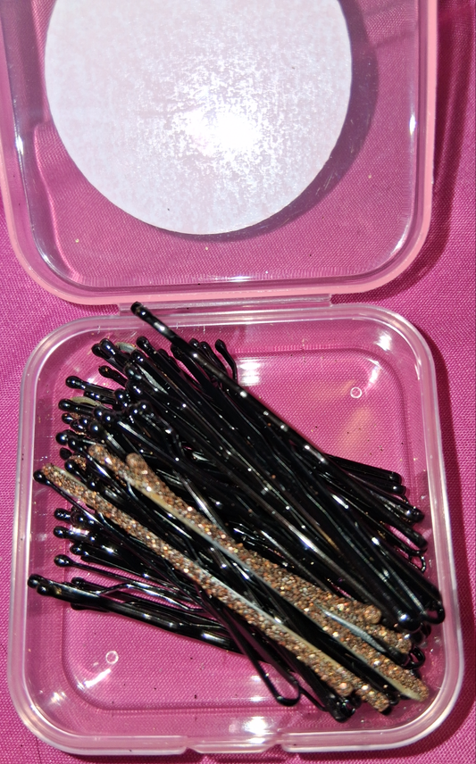 COCOMONEY BOBBY PINS ASSORTED COLORS BLACK AND GLITTER METAL