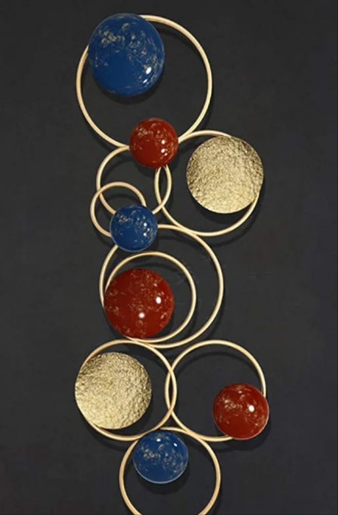 Metal Modern Simplicity, European Creative 3D Stereo Geometric Circle Shapes Home Hotel Club Hall Entrance Wall Decoration 12051CM Art Home Decor Wall Ornaments