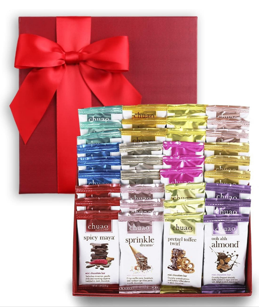 Assorted Milk and Dark Mini Gourmet Chocolate Bars Gift Box | Sampler For Holiday, Birthday, Thank You, Corporate Gift Baskets | 36 Bars, 0.39 oz Each