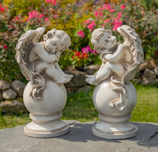 Angels & Cherubs Weather Resistant Polyresin Garden Statue (Set of 2)