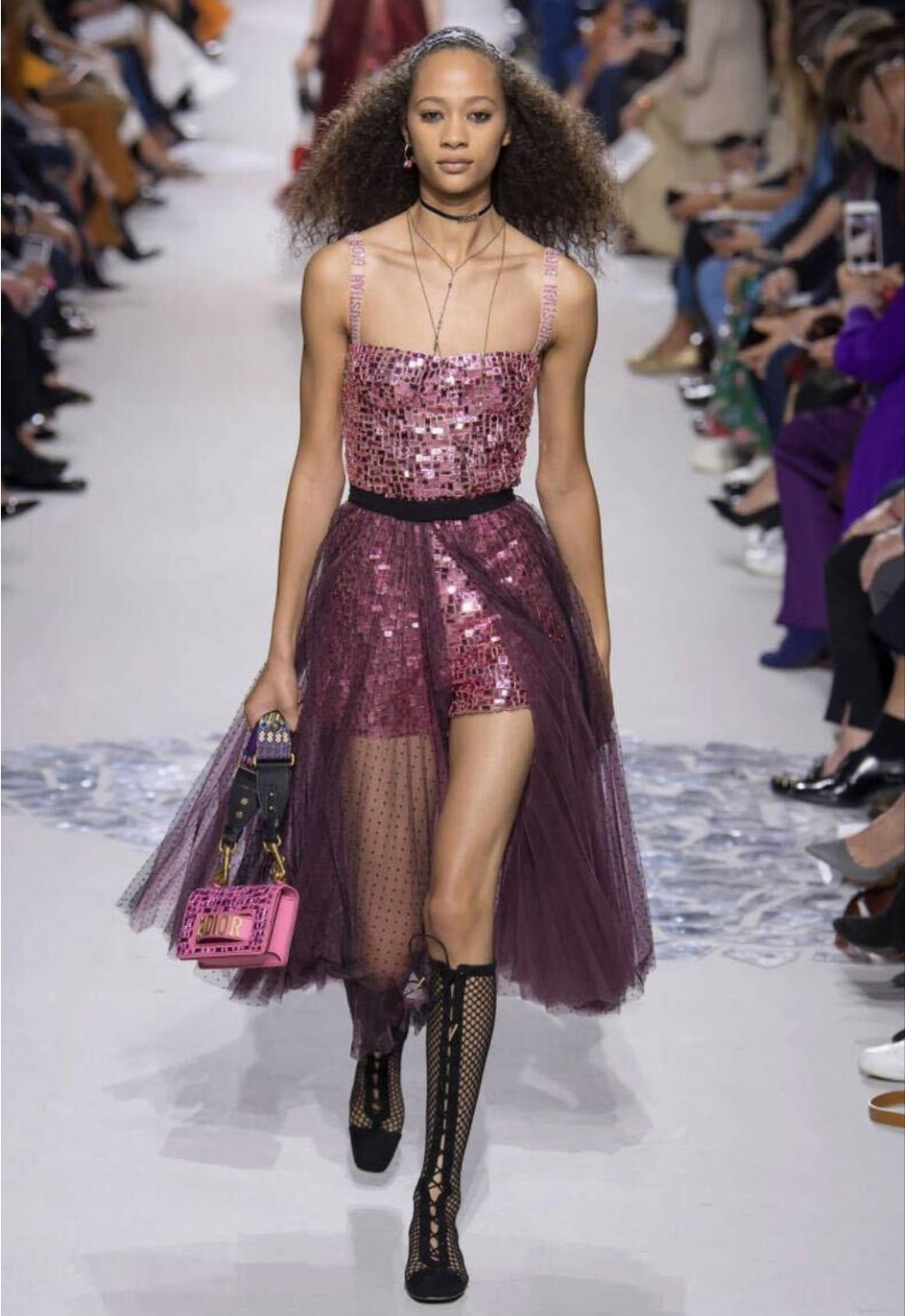 Christian Dior S/S 2018 Runway Embellished Mirror Logo Pink Jumpsuit Romper