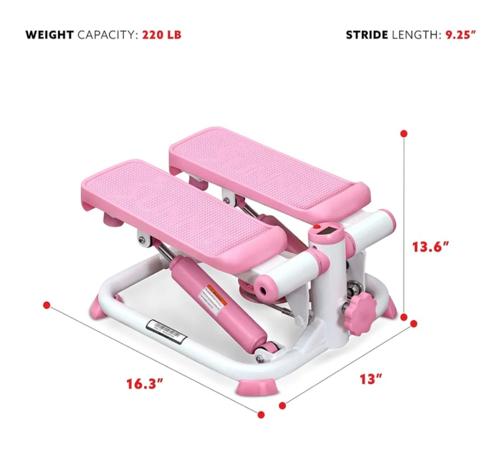 Health & Fitness Mini Steppers for Exercise at Home, Stair Step Workout Machine, Full Body Cardio Equipment, with Optional Free SunnyFit App Connection and Resistance Band