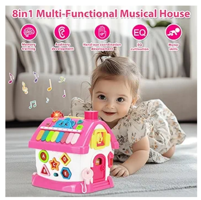 Toys for 1 Year Old Girl Gifts: Baby Musical Toys 6-12 12-18 Months 8-in-1 Multi-Functional House - Montessori Educational Toys for Toddlers 1+- First Christmas 1st