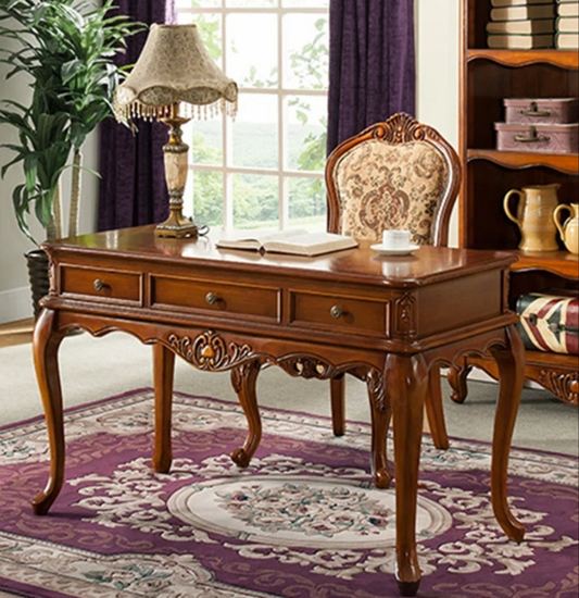 Birch Solid Wood Desk and Chair Set For the Mature Individual
