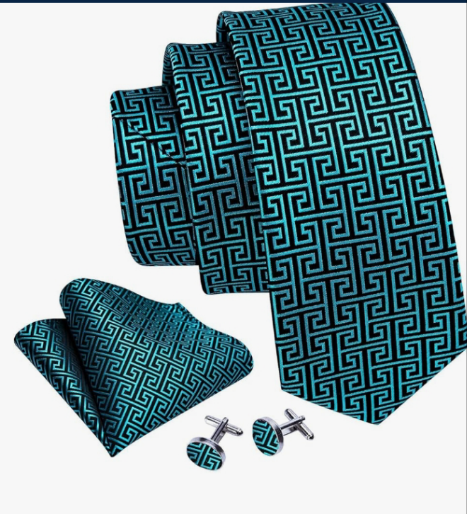 Mens Ties Silk Necktie Pocket Square Cufflinks Set Woven Designer Wedding Business