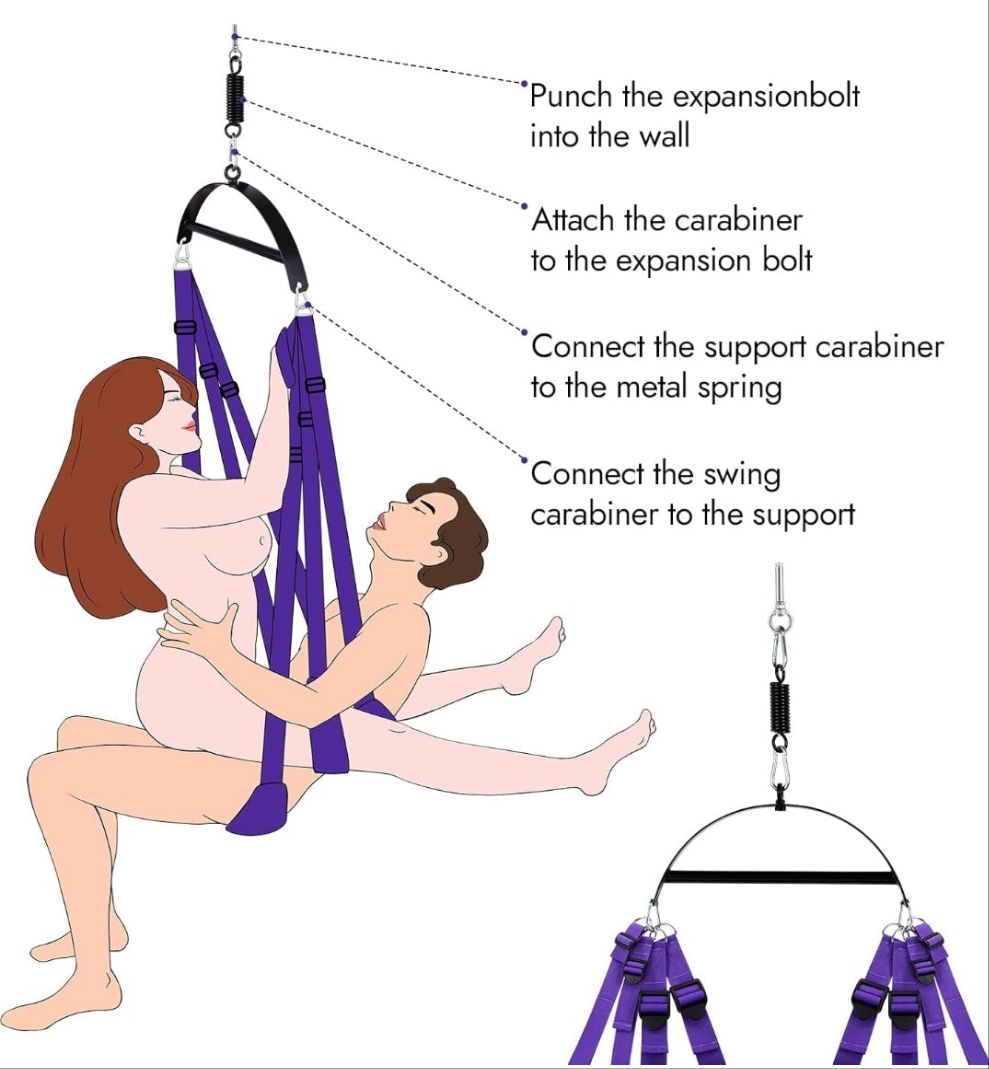 Sex Swing Couple Sex Toys - 2 in 1 Sex Position Love Sling for Door and for Hanging on The Ceiling with Thick Sponge Cushion and Adjustable Straps Adult Sex Games Holds up to 650 lbs