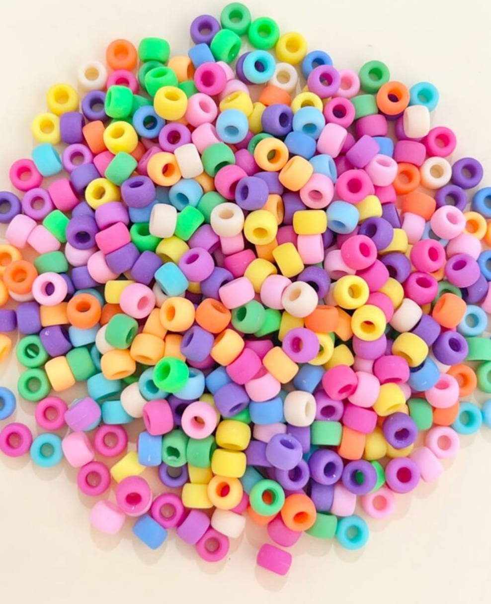 100pcs/pack Fashionable Large Hole Pony Beads For Hair Braided Styles (random Color)